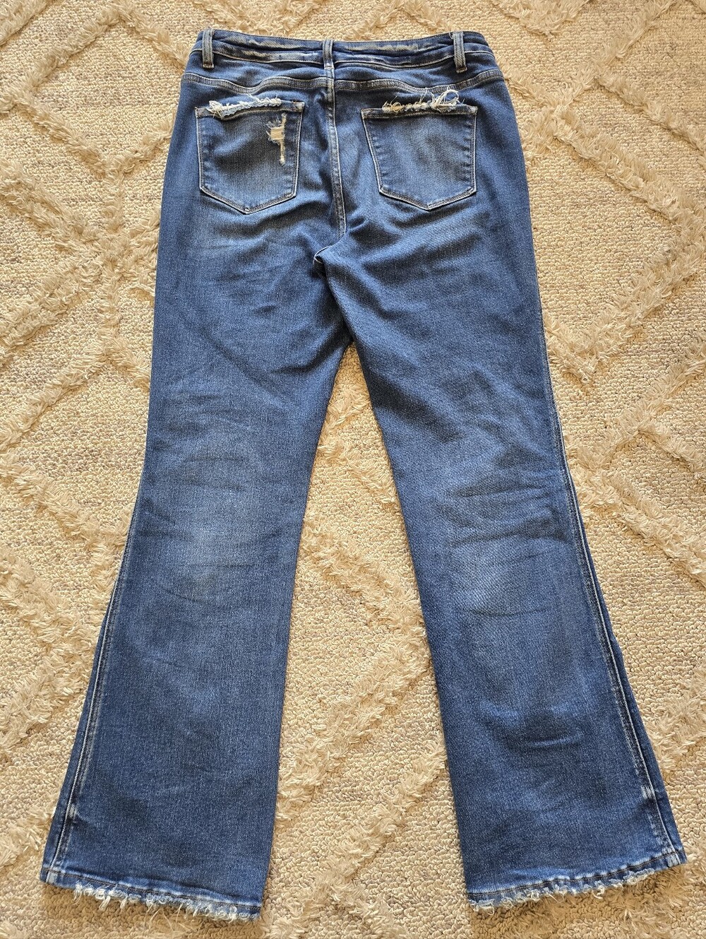 Flying Monkey Flared Blue Jeans Womens 31x31 Blue High Rise Stretch Distressed - Picture 7 of 7
